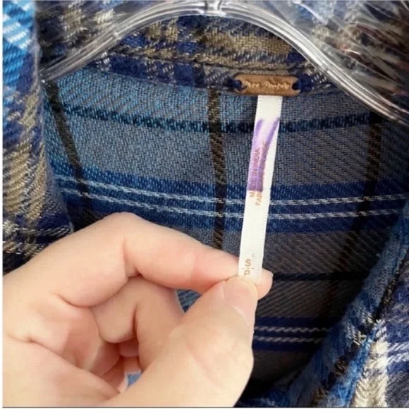 Free People Joplin shirt blue plaid button down flannel long sleeves - Picture 7 of 9